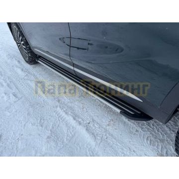 Пороги алюминиевые "Slim Line Silver" 1720 мм ТСС для Tenet T8 4WD 2025-