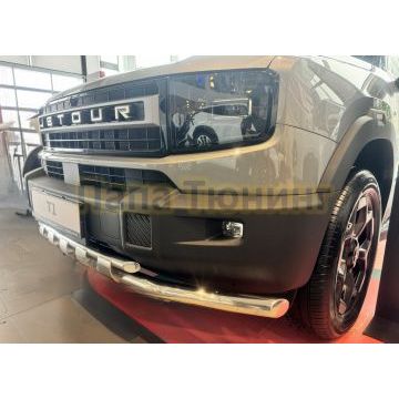 Защита переднего бампера двойная с перемычками Папа Тюнинг d60/42 для JETOUR T1 2025-