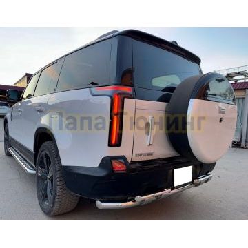 Защита заднего бампера двойная с перемычками Папа Тюнинг d60/42 для ROX 01 2024-