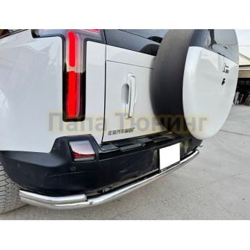 Защита заднего бампера угловая большая двойная Папа Тюнинг d60/42 для ROX 01 2024-