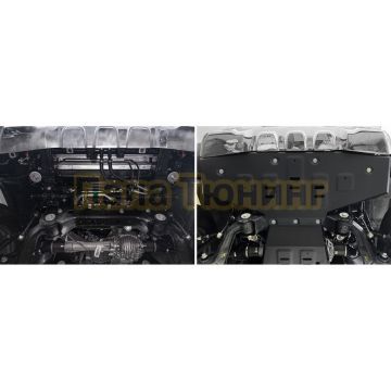 Защита радиатора + комплект крепежа АвтоБРОНЯ Сталь для BAIC BJ40;2023-;2 0;4WD;АКПП