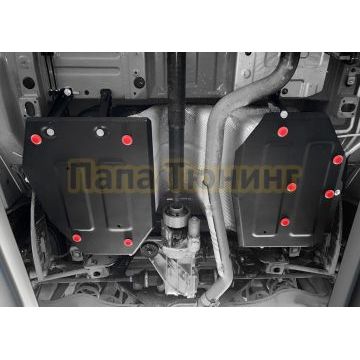 Защита топливного бака + комплект крепежа АвтоБРОНЯ Сталь для GAC GS8;2023-;2 0;4WD;АКПП