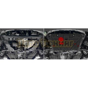 Защита картера + КПП + комплект крепежа АвтоБРОНЯ Сталь для Haval M6;2023-;1 5;FWD;МКПП;Haval M6;2023-;1 5;FWD;РКПП