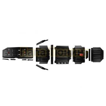 Комплект защит радиатора + картера + КПП + РК + бака + комплект крепежа АвтоБРОНЯ Сталь для Jac T9 V - 2.0. АКПП полный 2024-