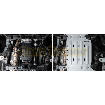 Защита КПП + комплект крепежа Rival Алюминий 6мм для TANK 300;2023-;2 0;4WD;АКПП;TANK 500;2023-;3 0 (299 л.с.);4WD;АКПП;HAVAL;H9;2024-;2 0;4WD;АКПП;TANK 400(Бензин);2024-;2.0i;4WD;АКПП.