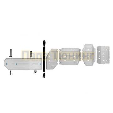 Защита радиатора + Защита картера + Защита КПП + Защита РК + Защита бака + комплект крепежа Rival Алюминий 6мм для Tank 300;Tank 500;Haval H9