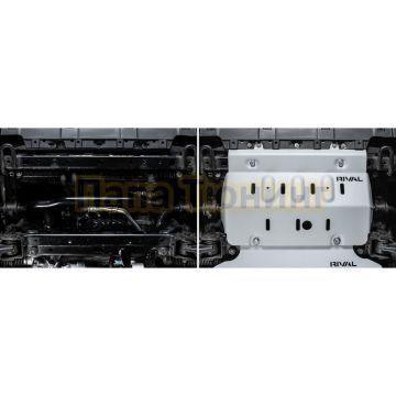 Защита радиатора + комплект крепежа Rival Алюминий 6мм для TANK 300;2023-;2 0;4WD;АКПП;TANK 500;2023-;2 0;4WD;АКПП;TANK;500;2023-;3 0 (299 л.с.);4WD;АКПП;HAVAL;H9;2024-;2 0;4WD;АКПП;HAVAL;H9;2024-;2 4d;4WD;АКПП