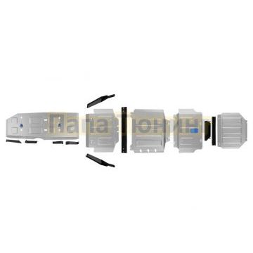 Комплект защит радиатора + картера + КПП + РК + бака + комплект крепежа Rival Алюмний для Jac T9 V - 2.0. АКПП полный 2024-