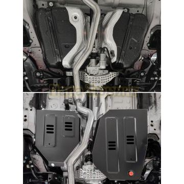 Защита топливного бака + комплект крепежа АвтоБРОНЯ Сталь для Omoda C5;2024-;1.6;4WD;РКПП; Omoda C7;2025-;1.6;4WD;РКПП