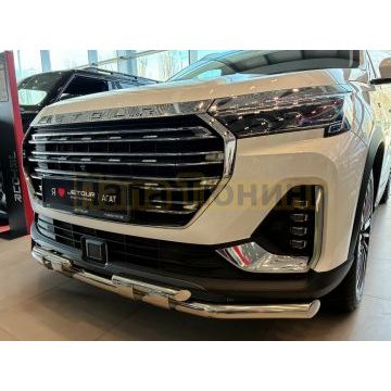 Защита переднего бампера двойная с перемычками Папа Тюнинг d60/42 для JETOUR X90 Plus 2022-