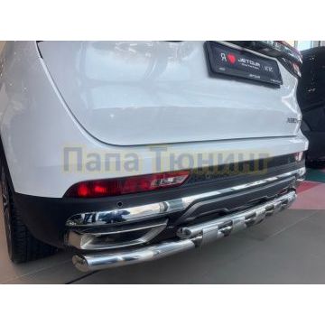 Защита заднего бампера двойная с перемычками Папа Тюнинг d60/42 для JETOUR X90 Plus 2022-