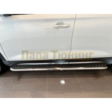 Пороги с накладным листом Папа Тюнинг d53 для JETOUR X90 Plus 2022-