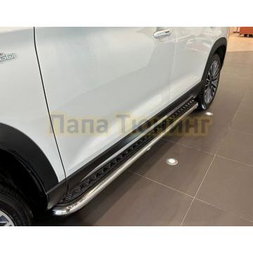 Пороги с накладным листом Папа Тюнинг d53 для JETOUR X90 Plus 2022-