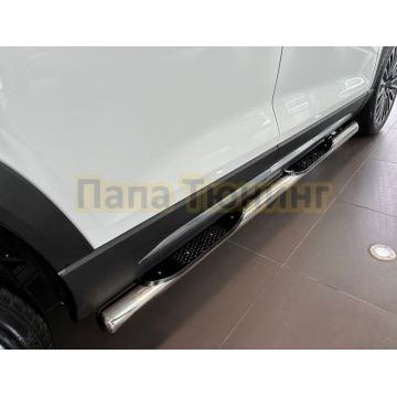 Пороги труба с проступью Папа Тюнинг d76 для JETOUR X90 Plus 2022-