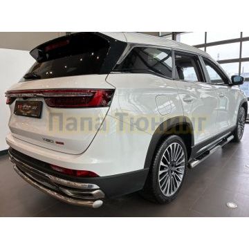 Пороги труба с проступью Папа Тюнинг d76 для JETOUR X90 Plus 2022-