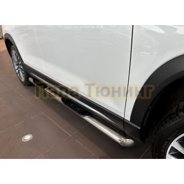 Пороги труба с проступью Папа Тюнинг d76 для JETOUR X90 Plus 2022-