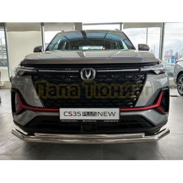 Защита переднего бампера двойная Папа Тюнинг d60/42 для Changan CS35 Plus 2023-