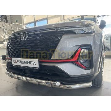 Защита переднего бампера двойная с перемычками Папа Тюнинг d60/42 для Changan CS35 Plus 2023-