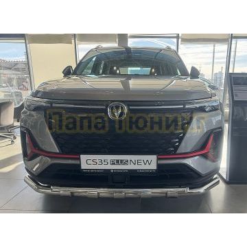 Защита переднего бампера двойная с перемычками Папа Тюнинг d60/42 для Changan CS35 Plus 2023-