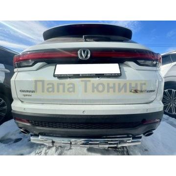 Защита заднего бампера двойная с перемычками Папа Тюнинг d60/42 для Changan CS35 Plus 2023-