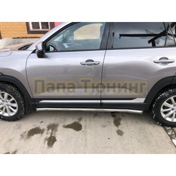 Защита штатного порога труба Папа Тюнинг d60 для Changan CS35 Plus 2023-