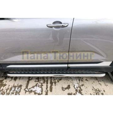 Пороги с накладным листом Папа Тюнинг d53 для Changan CS35 Plus 2023-