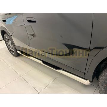 Пороги труба с проступью Папа Тюнинг d76 для CHERY Omoda C7 2025-