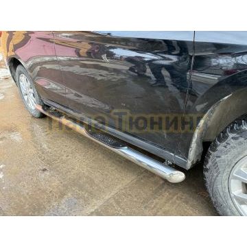 Пороги труба с проступью Папа Тюнинг d76 для HAVAL M6 2023-