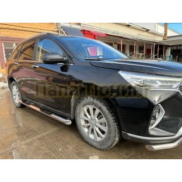 Пороги труба с проступью Папа Тюнинг d76 для HAVAL M6 2023-