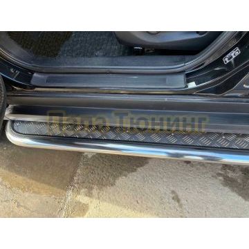 Пороги с накладным листом Папа Тюнинг d53 для HAVAL M6 2023-