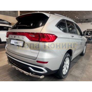 Защита заднего бампера двойная с перемычками Папа Тюнинг d60/42 для HAVAL M6 2023-