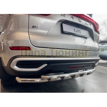 Защита заднего бампера двойная с перемычками Папа Тюнинг d60/42 для HAVAL M6 2023-