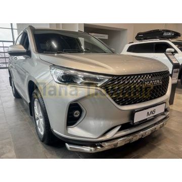 Защита переднего бампера двойная с перемычками Папа Тюнинг d60/42 для HAVAL M6 2023-