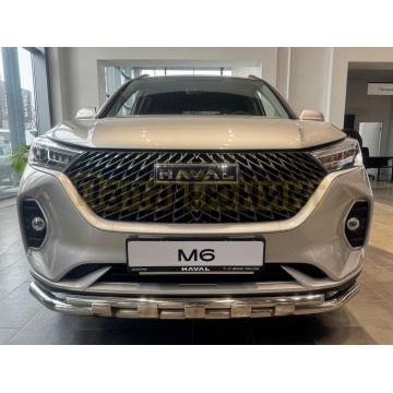 Защита переднего бампера двойная с перемычками Папа Тюнинг d60/42 для HAVAL M6 2023-