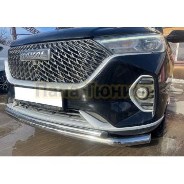 Защита переднего бампера двойная Папа Тюнинг d60/42 для HAVAL M6 2023-