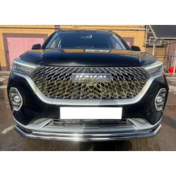 Защита переднего бампера двойная Папа Тюнинг d60/42 для HAVAL M6 2023-