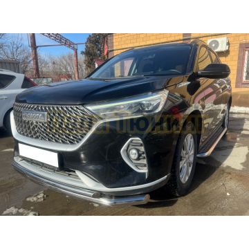 Защита переднего бампера двойная Папа Тюнинг d60/42 для HAVAL M6 2023-