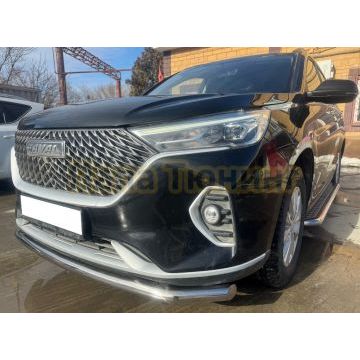 Защита переднего бампера с подгибами Папа Тюнинг d60 для HAVAL M6 2023-