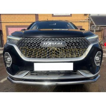 Защита переднего бампера с подгибами Папа Тюнинг d60 для HAVAL M6 2023-