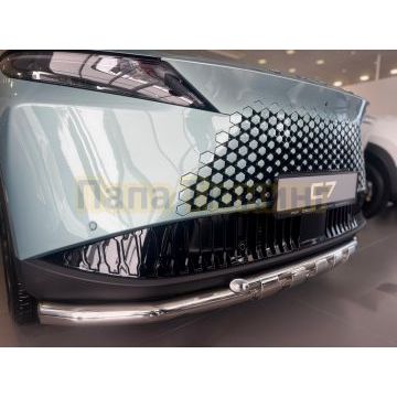 Защита переднего бампера двойная с перемычками Папа Тюнинг d60/42 для Chery Omoda C7 2025-