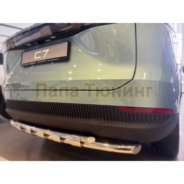 Защита заднего бампера двойная с перемычками Папа Тюнинг d60/42 для Chery Omoda C7 2025-