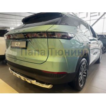 Защита заднего бампера двойная с перемычками Папа Тюнинг d60/42 для Chery Omoda C7 2025-