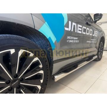 Пороги труба с проступью Папа Тюнинг d76 для JAECOO J8 2024-