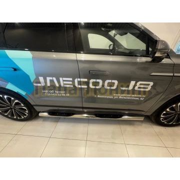 Пороги труба с проступью Папа Тюнинг d76 для JAECOO J8 2024-