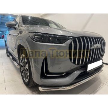 Пороги труба с проступью Папа Тюнинг d76 для JAECOO J8 2024-