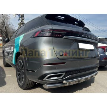 Защита заднего бампера двойная с перемычками Папа Тюнинг d60/42 для JAECOO J8 2024-