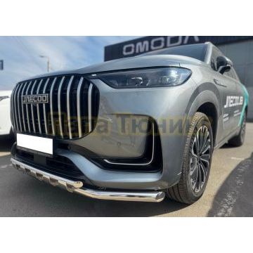Защита переднего бампера двойная с перемычками Папа Тюнинг d60/42 для JAECOO J8 2024-