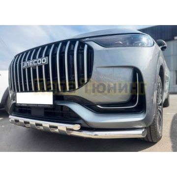 Защита переднего бампера двойная с перемычками Папа Тюнинг d60/42 для JAECOO J8 2024-