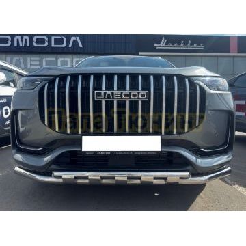 Защита переднего бампера двойная с перемычками Папа Тюнинг d60/42 для JAECOO J8 2024-