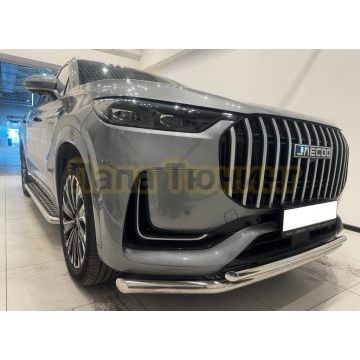 Защита переднего бампера двойная Папа Тюнинг d60/42 для JAECOO J8 2024-